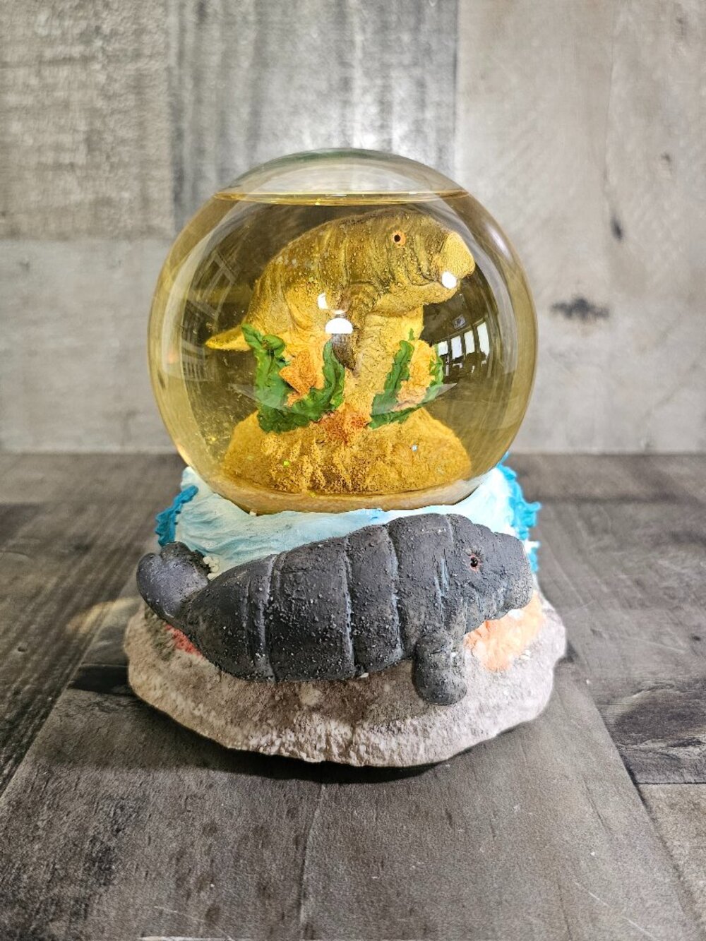 San Francisco Music Box Manatee Snow Water Globe Vintage Musical Florida